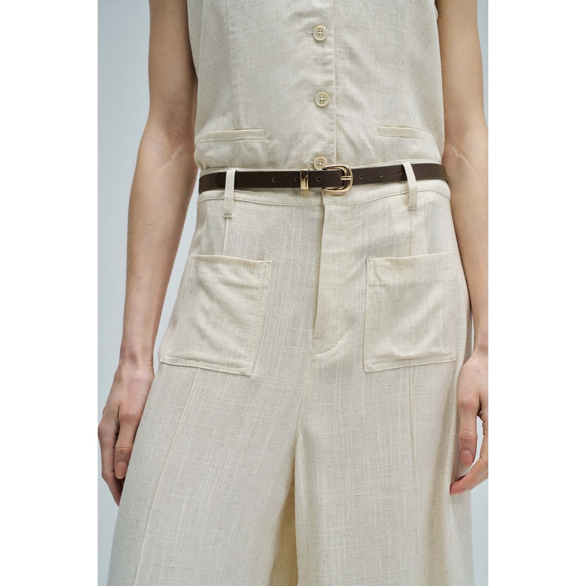 PANTALONS À JAMBES WIDE EN LIN beige, SALSA JEANS