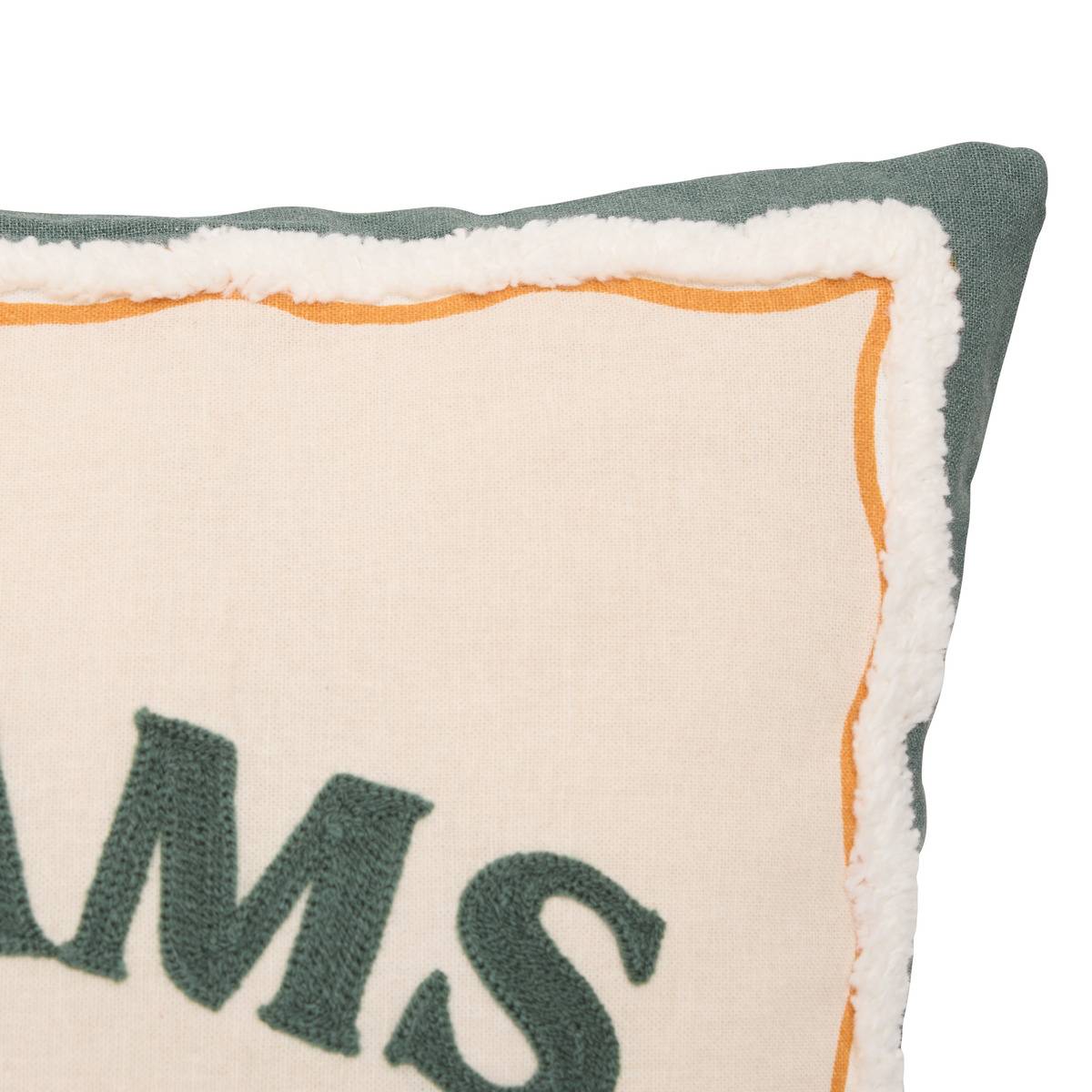Coussin carré en coton BICHETTE ocre, ATMOSPHERA