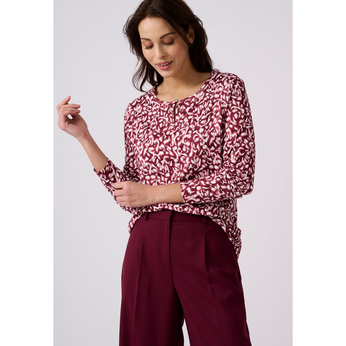T-shirt en maille chaude toucher peau de pêche rouge bordeaux imp., DAMART