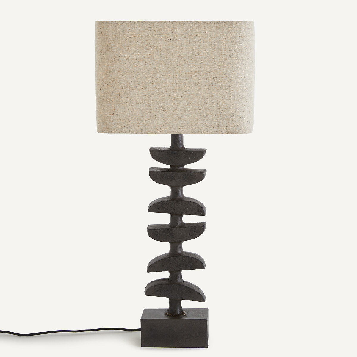 Odyha Sculptural Iron Lamp with Linen Shade aged bronze, AM.PM