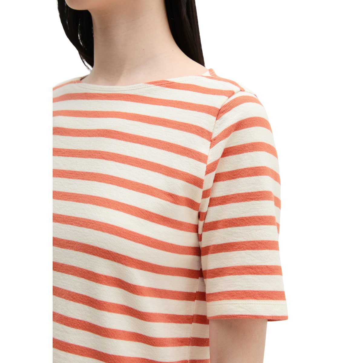 T-shirt à rayures droit en jersey doux orange, MARC O'POLO