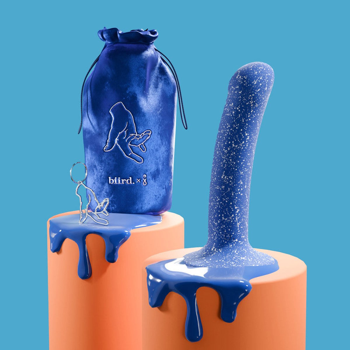 Vibromasseur non vibrant Dildo Bae x Jouissance Club bleu, BIIRD