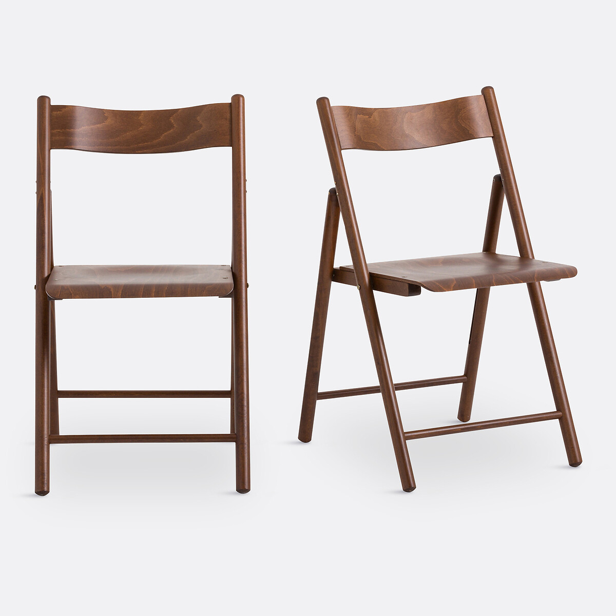 Lot de 2 chaises pliantes hêtre et plaqué, Panni noyer, LA REDOUTE INTERIEURS