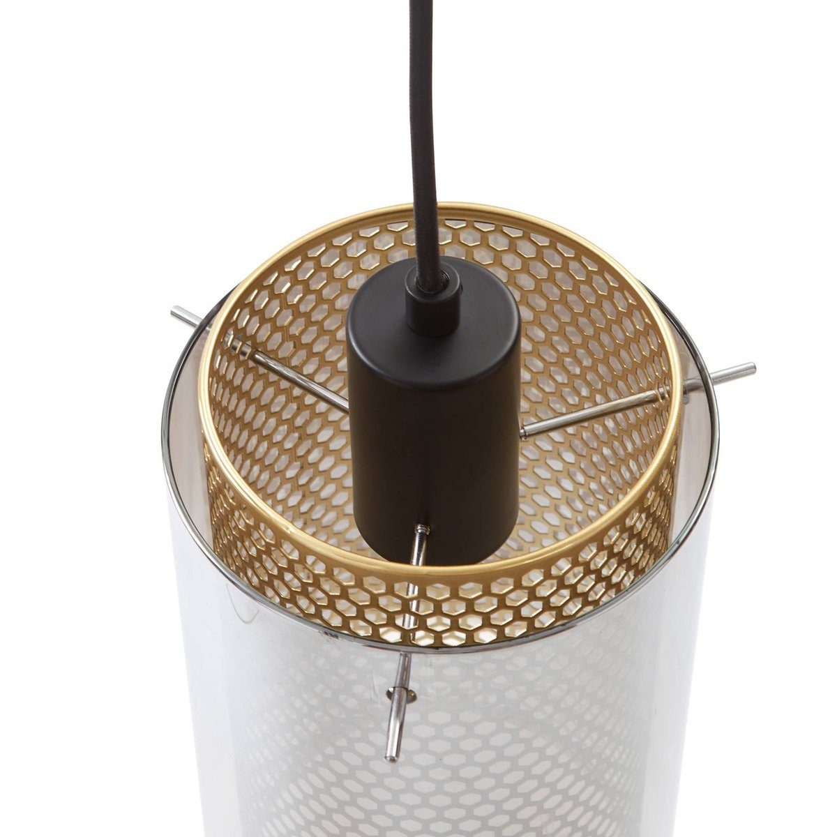 Suspension en verre moderne, Sterzy anthracite, or, LUCANDE