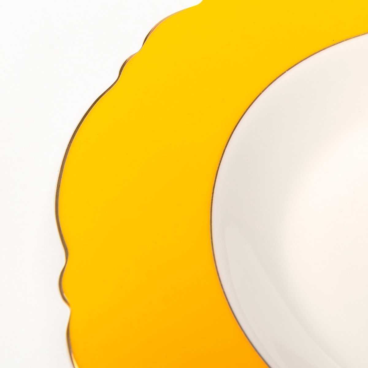 Lot de 6 assiettes creuses, HARLEQUIN jaune, KARE DESIGN