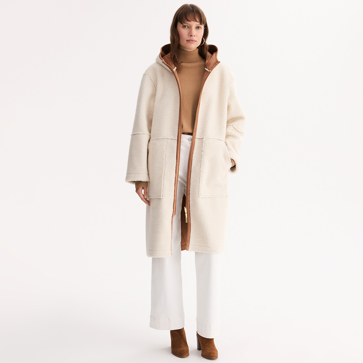 Long Reversible Winter Coat camel/ecru, ANNE WEYBURN