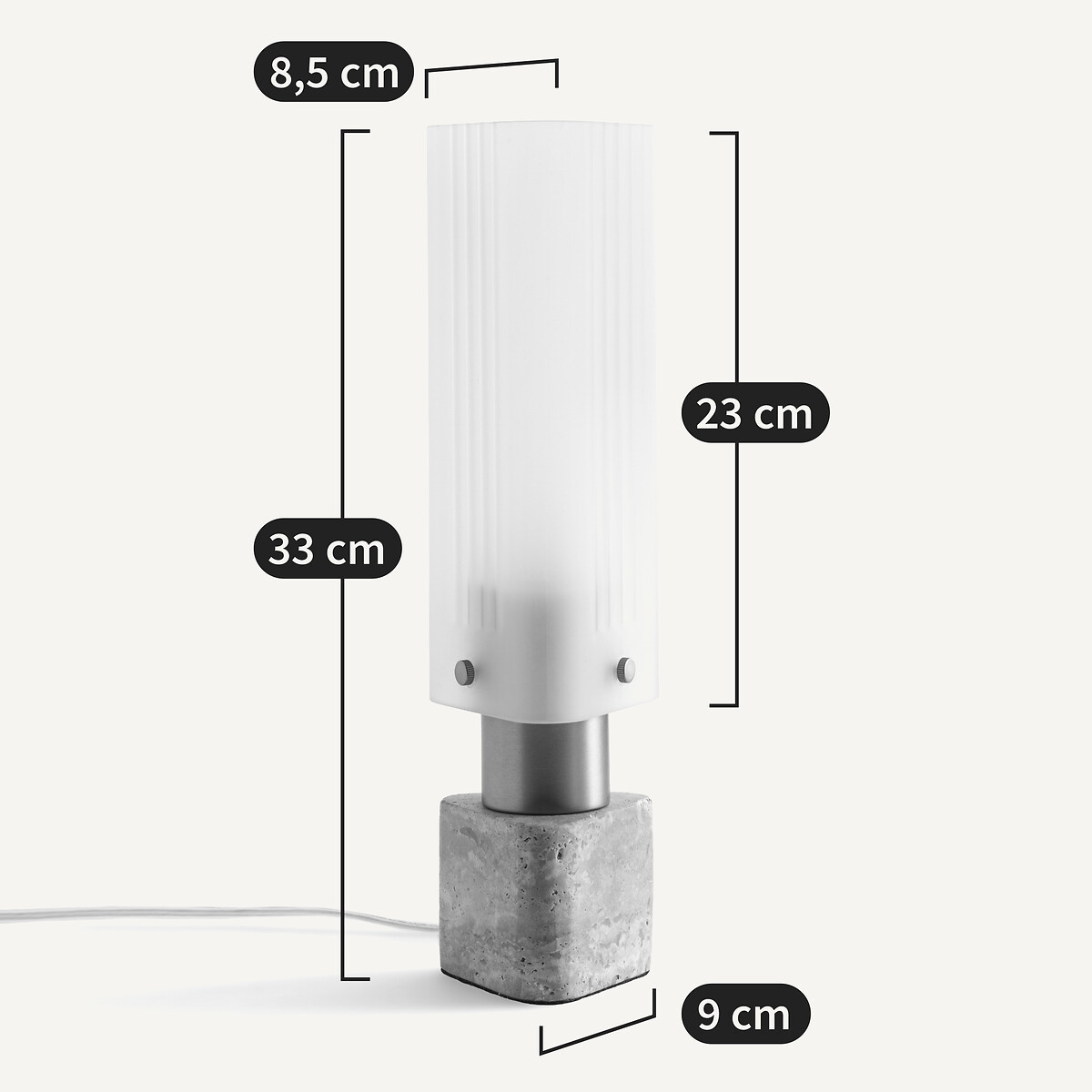 Lampe verre et travertin, STROZZI champagne, AM.PM X EMMANUEL GALLINA