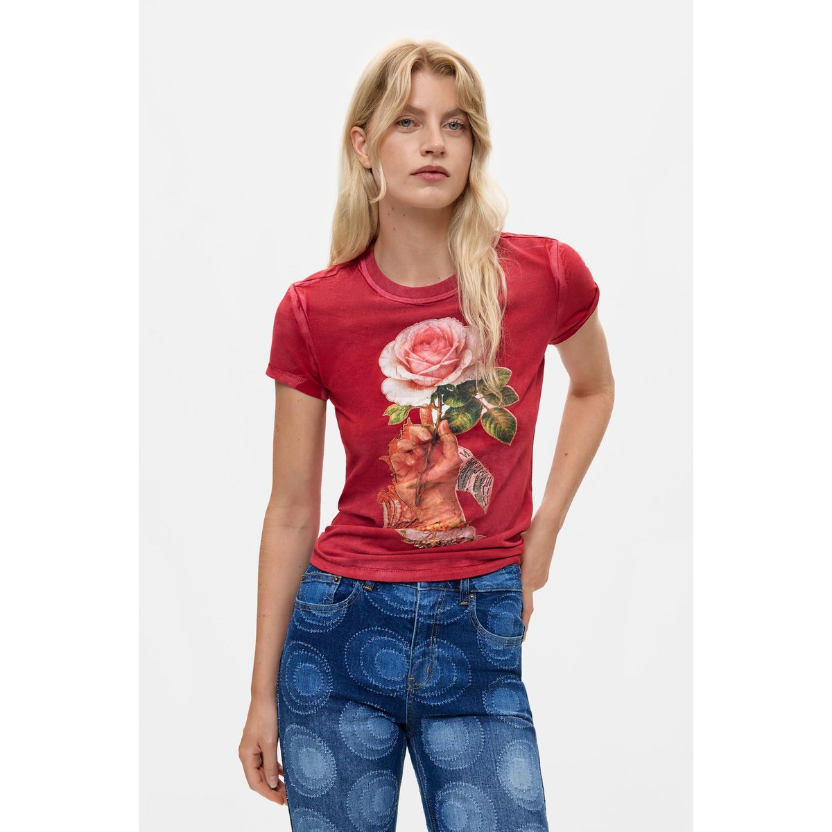 T-shirt imprimé rouge, DESIGUAL