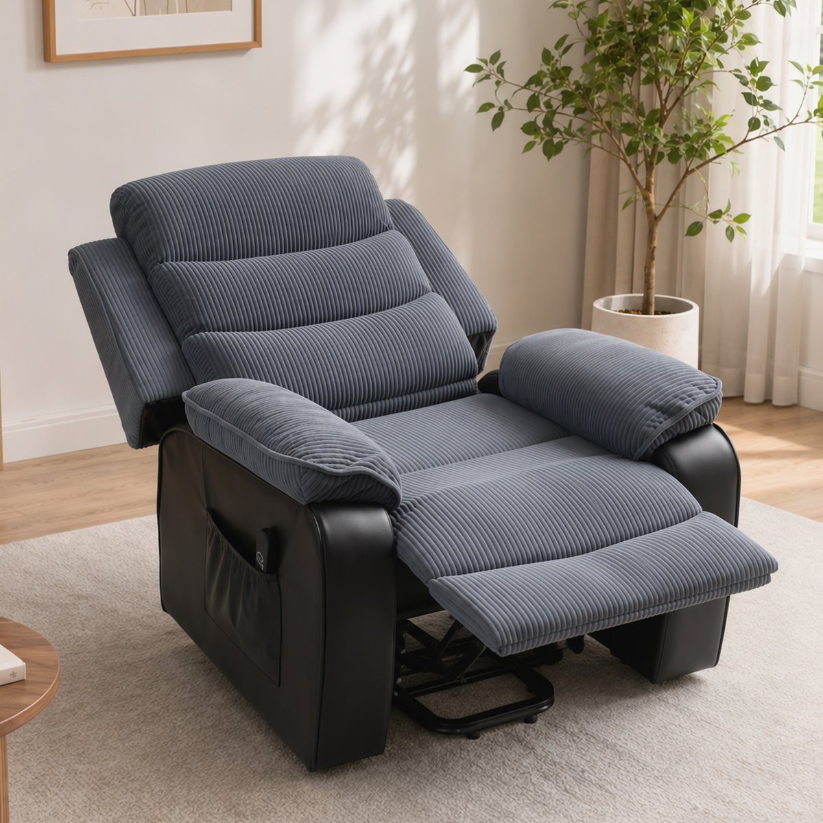 Fauteuil releveur multifonctionnel Velours gris foncé, HOMCOM