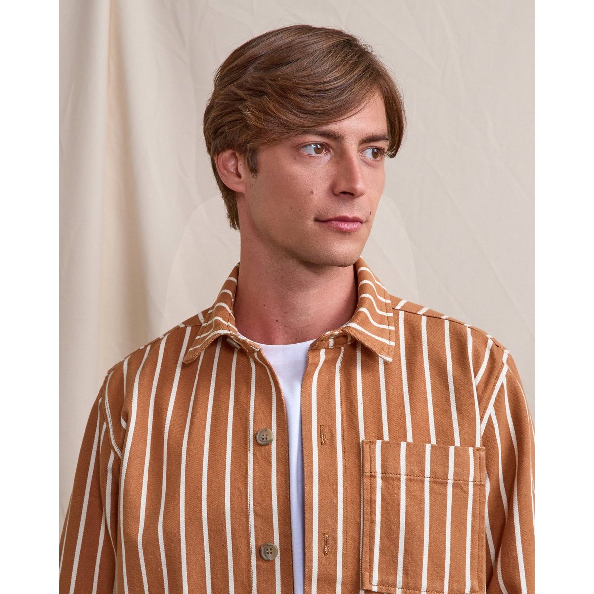 Sur chemise GASTINE brique et écru, FAGUO