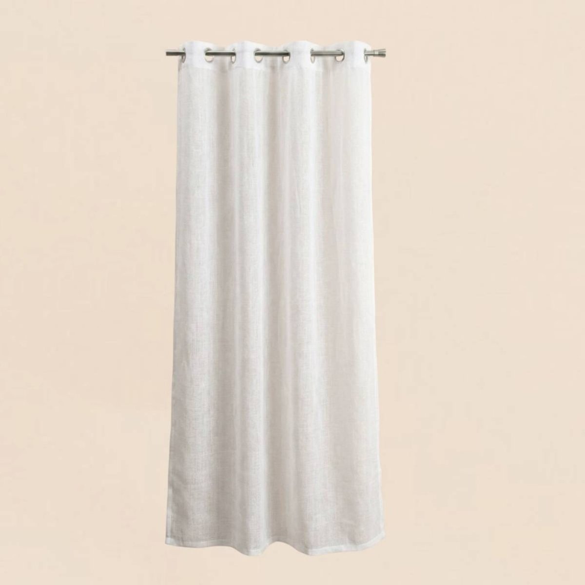 Rideau tamisant 100% coton flammé 140x250cm blanc, ORNAMI