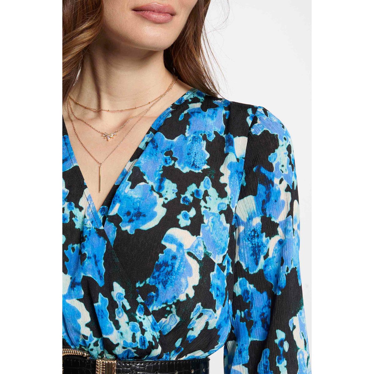 Robe longue cintrée fluide multicolore, MORGAN