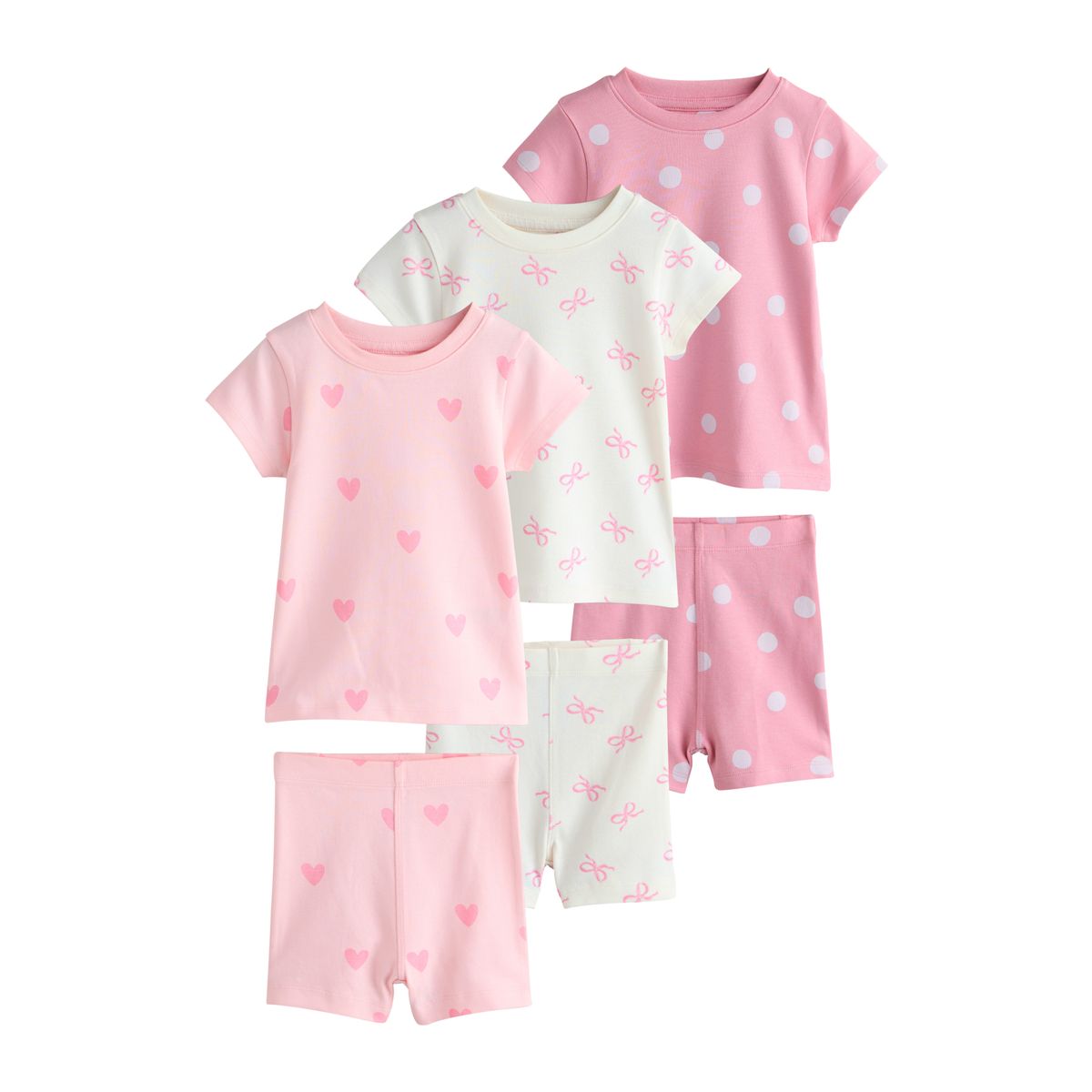 Pyjama short, lot de 3 nœud rose et imprimé cœur, NEXT