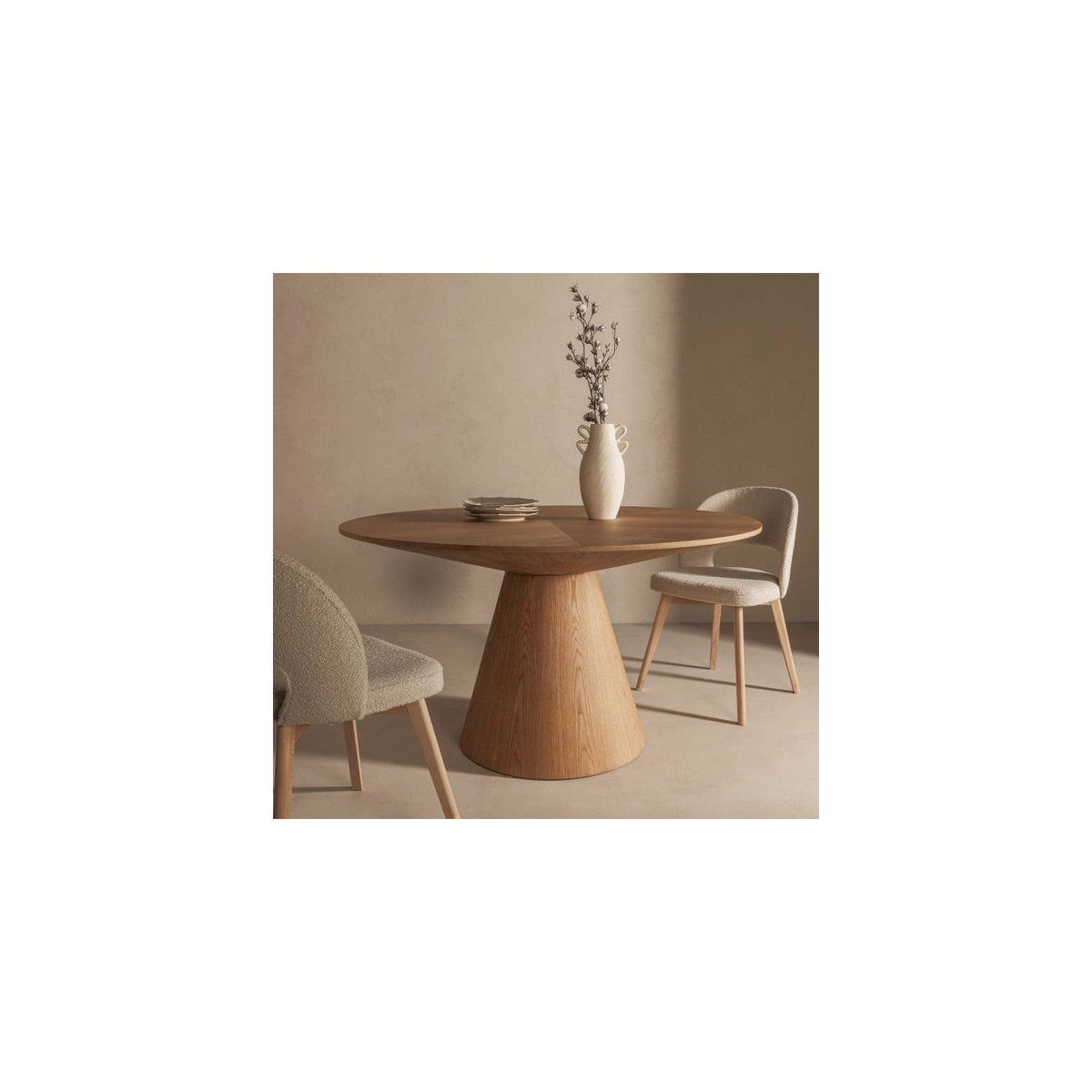 Table à manger ronde en chêne KORELLA chêne naturel, RECOLLECTION