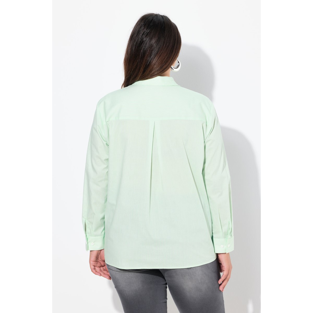 Blouse à rayures, ligne A menthe verte, ULLA POPKEN