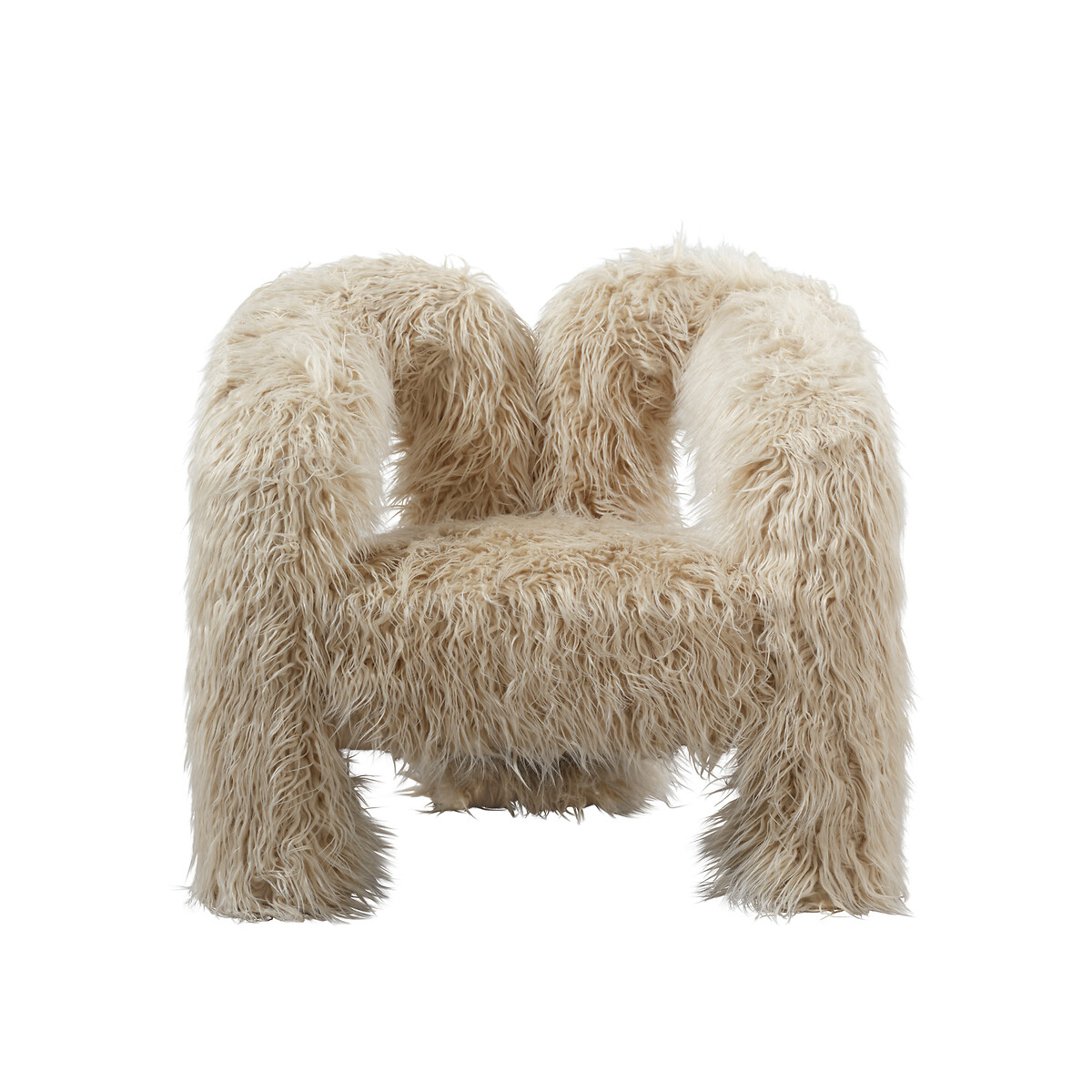 Katrin Faux Fur Sculptural Accent Chair ivory, SO'HOME