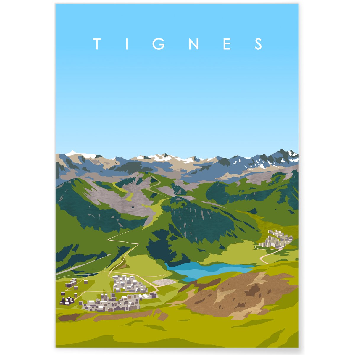 Affiche ville Tignes blanc, L'AFFICHERIE