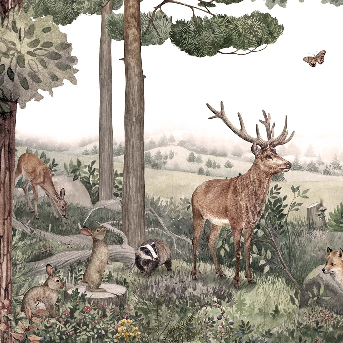 Papier peint a l'ombre du cerf intissé, HEXOA