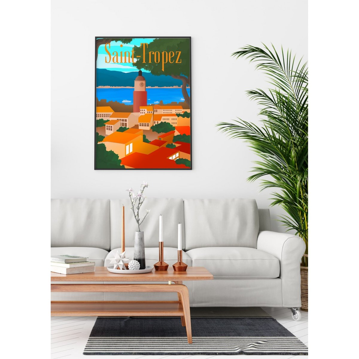 Affiche ville Saint-Tropez blanc, L'AFFICHERIE