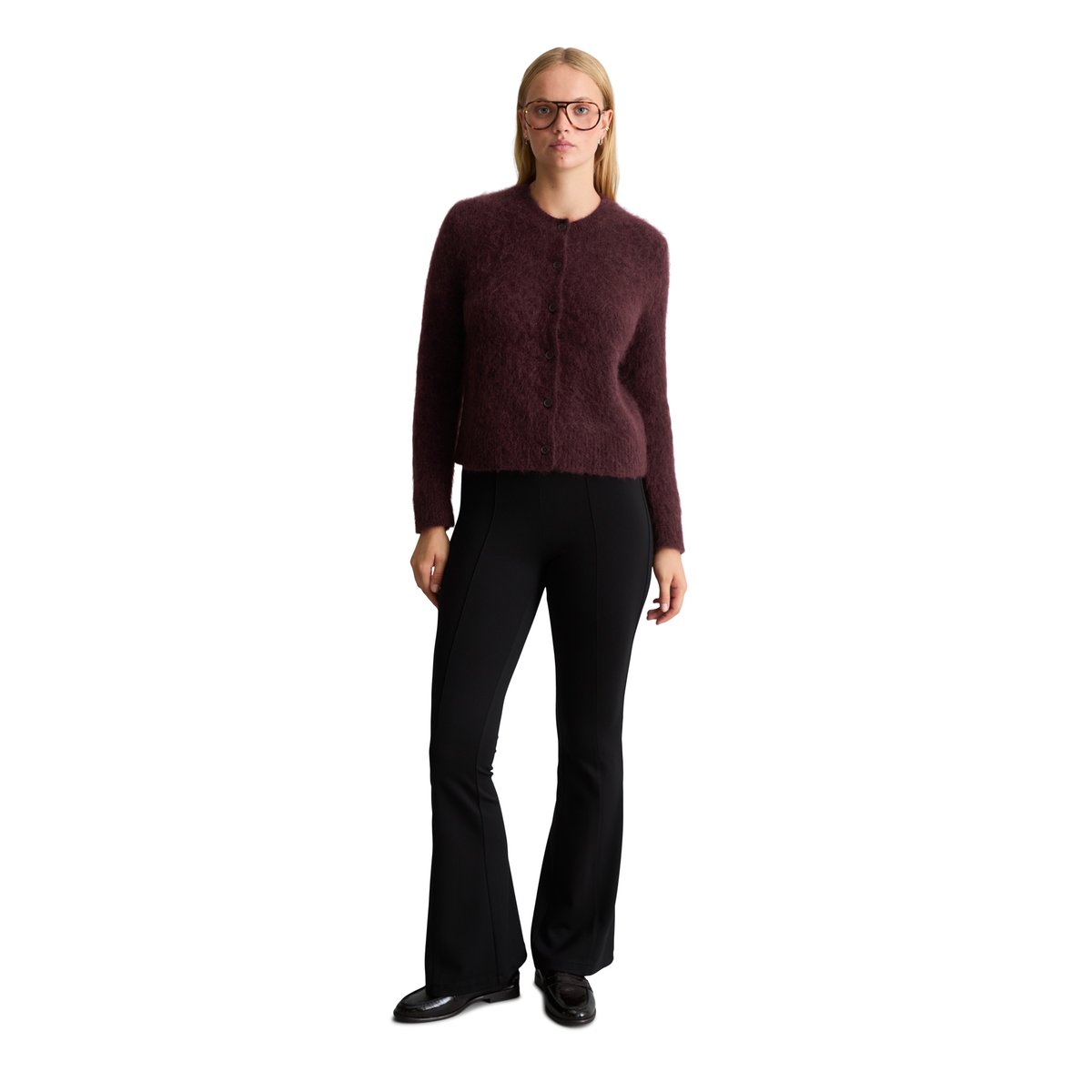 Cardigan douillet, coupe classique en mélange de mohair et de laine vierge violet, MARC O’POLO DENIM