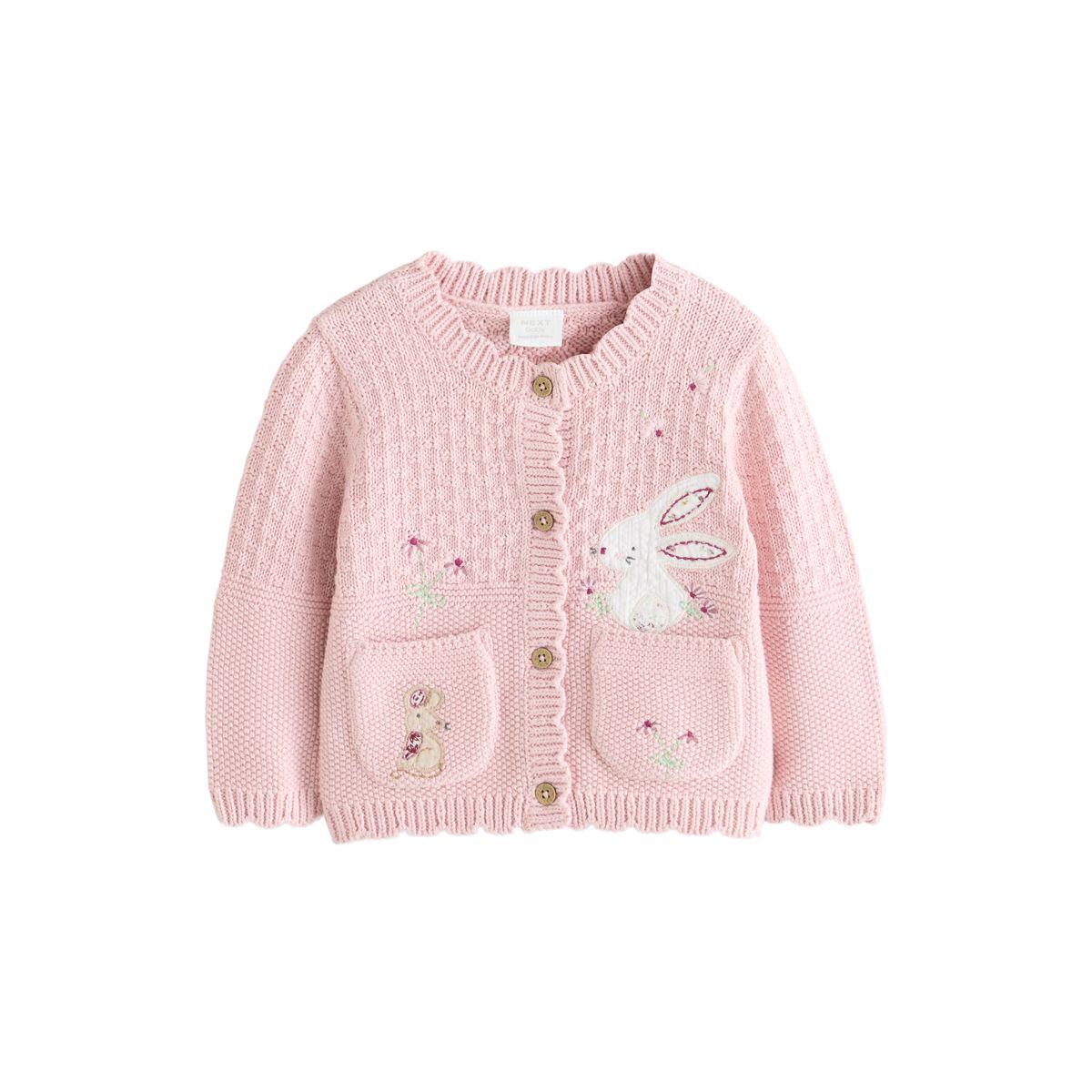 Cardigan bébé en maille lapin rose brodé, NEXT