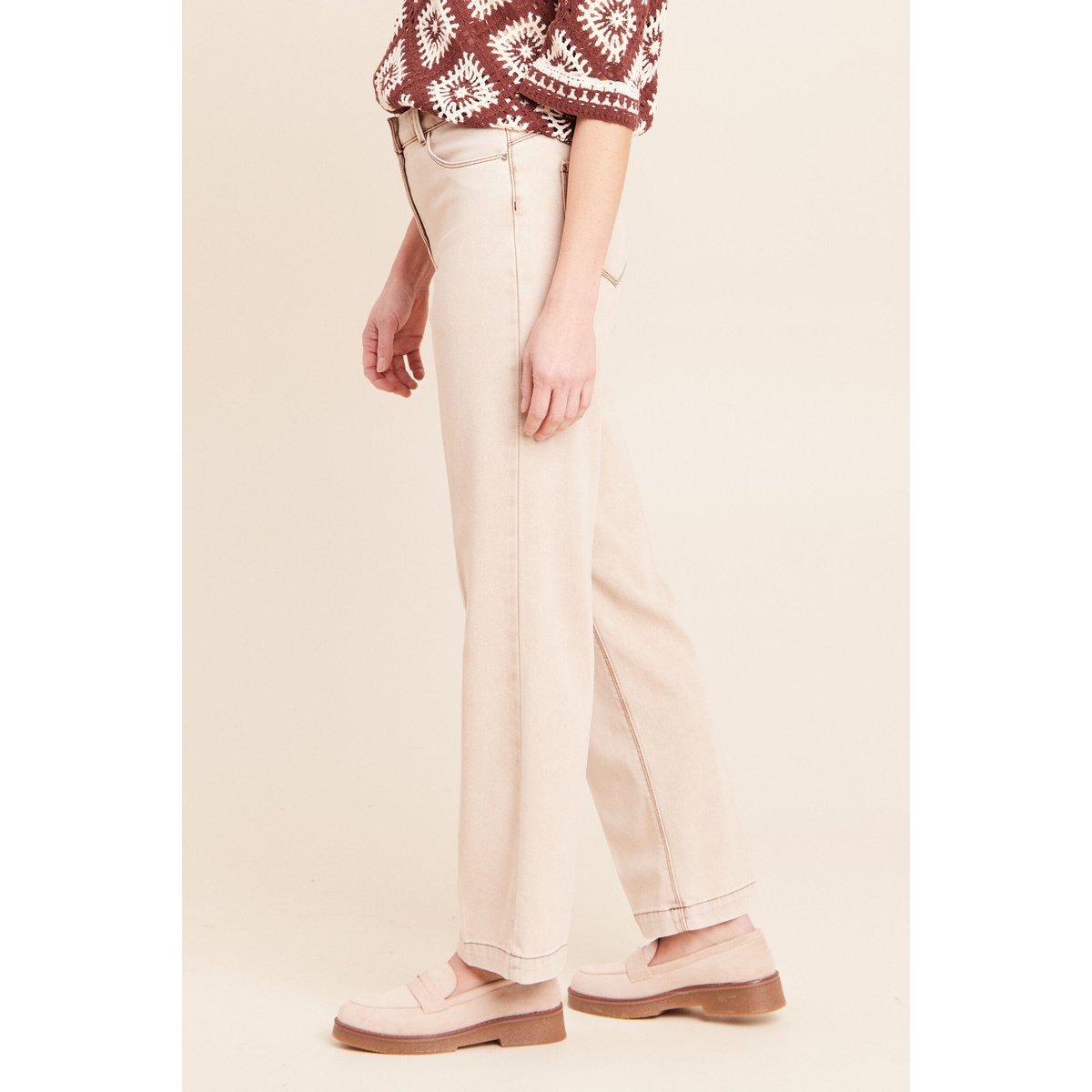 Jean coupe droite taille standard denim beige, BREAL