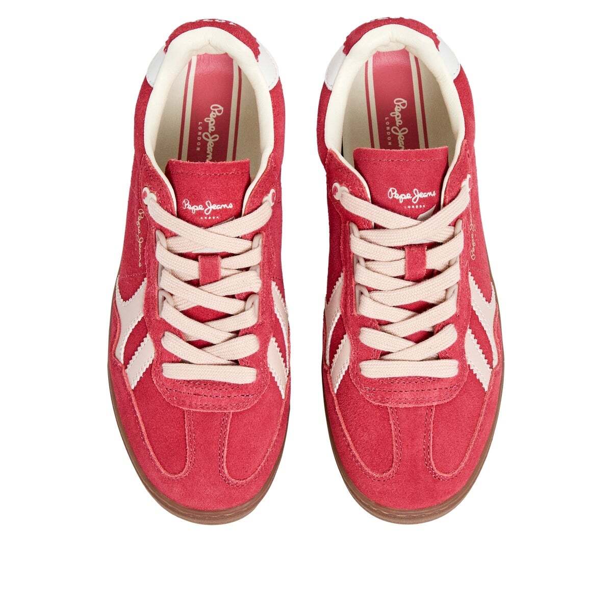 Ball - Baskets Rétro En Daim rouge clair, PEPE JEANS