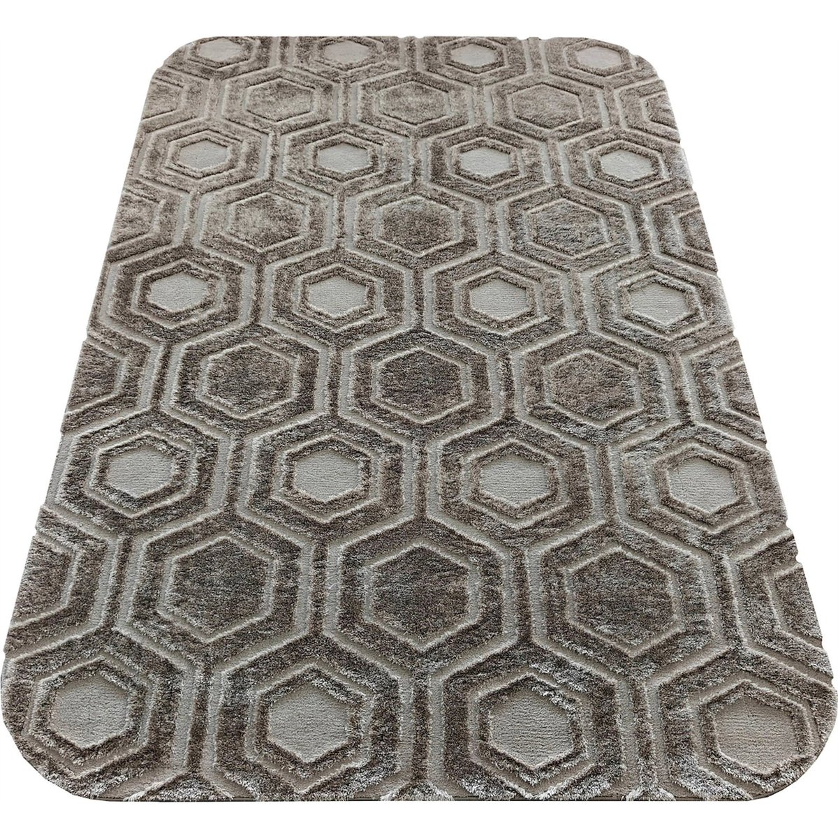 Tapis à relief hexagonal brun, RECOLLECTION
