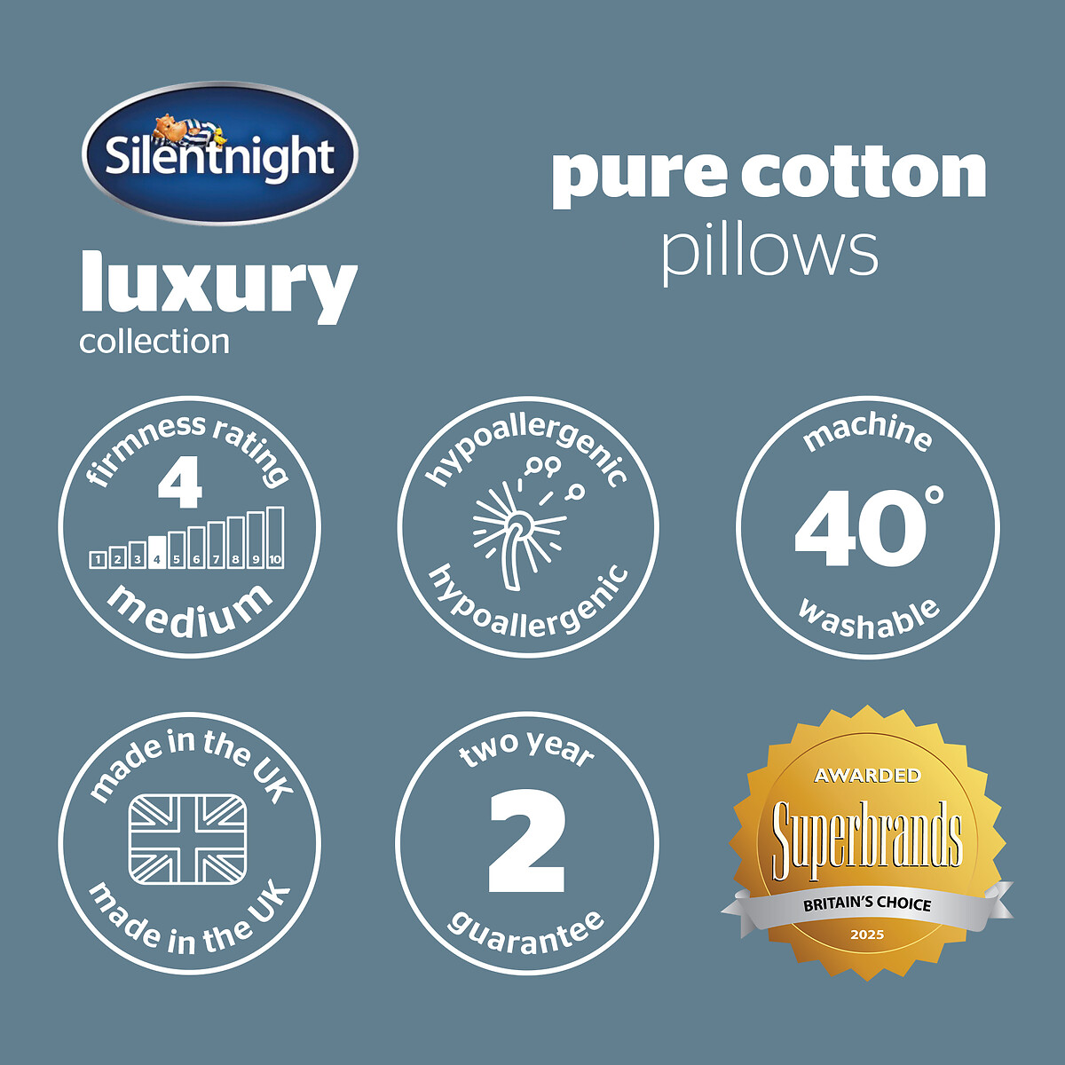 Pure Cotton Pillow Pair white, SILENTNIGHT