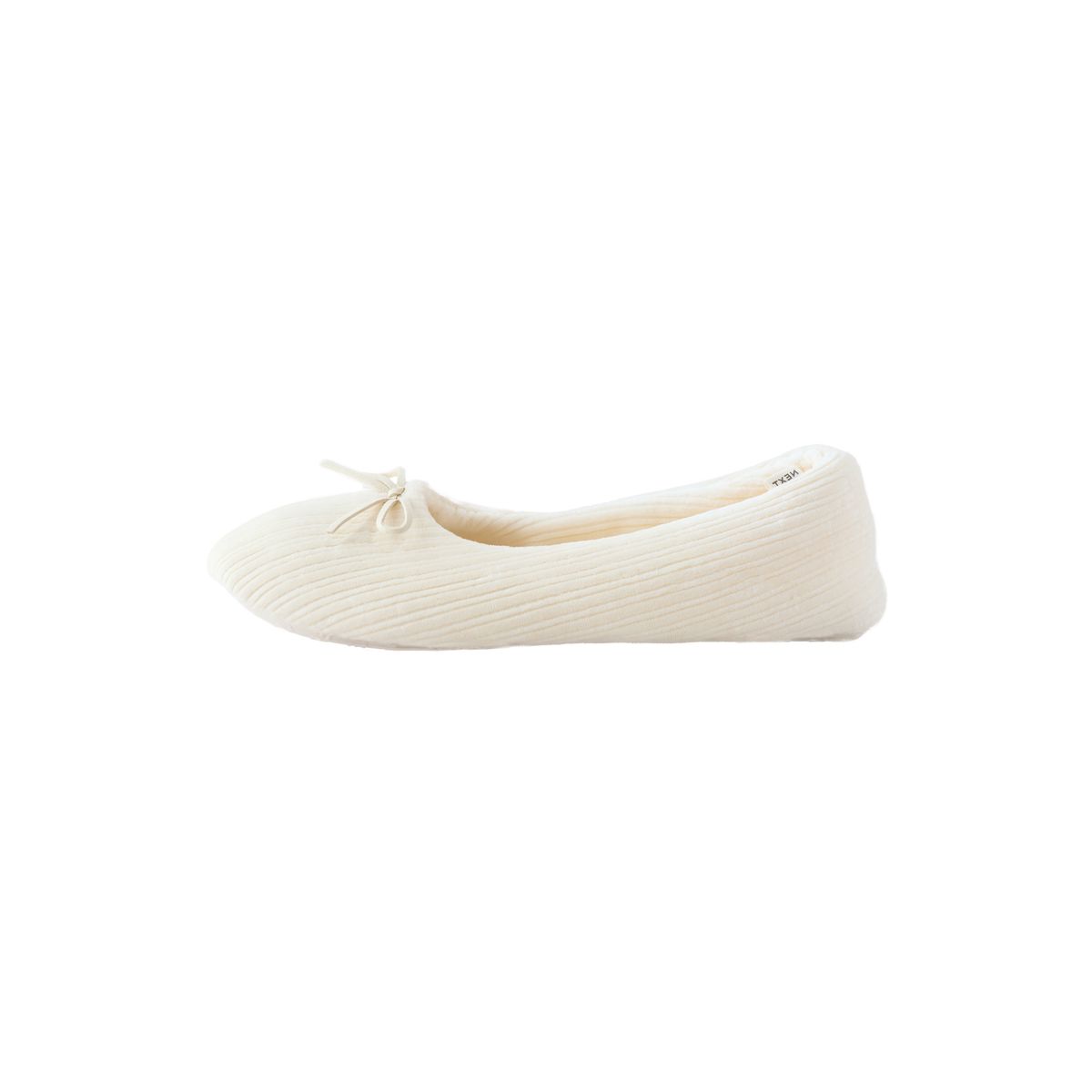 Chaussons ballerines en velours côtelé écru, NEXT