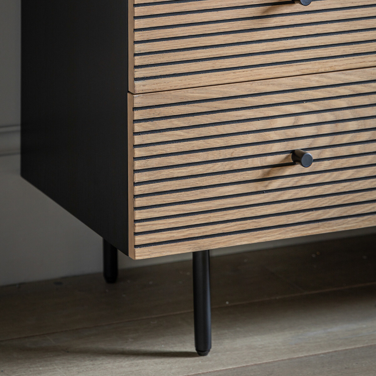 Hopewell 3 Drawer Slatted Chest natural/black, SO'HOME