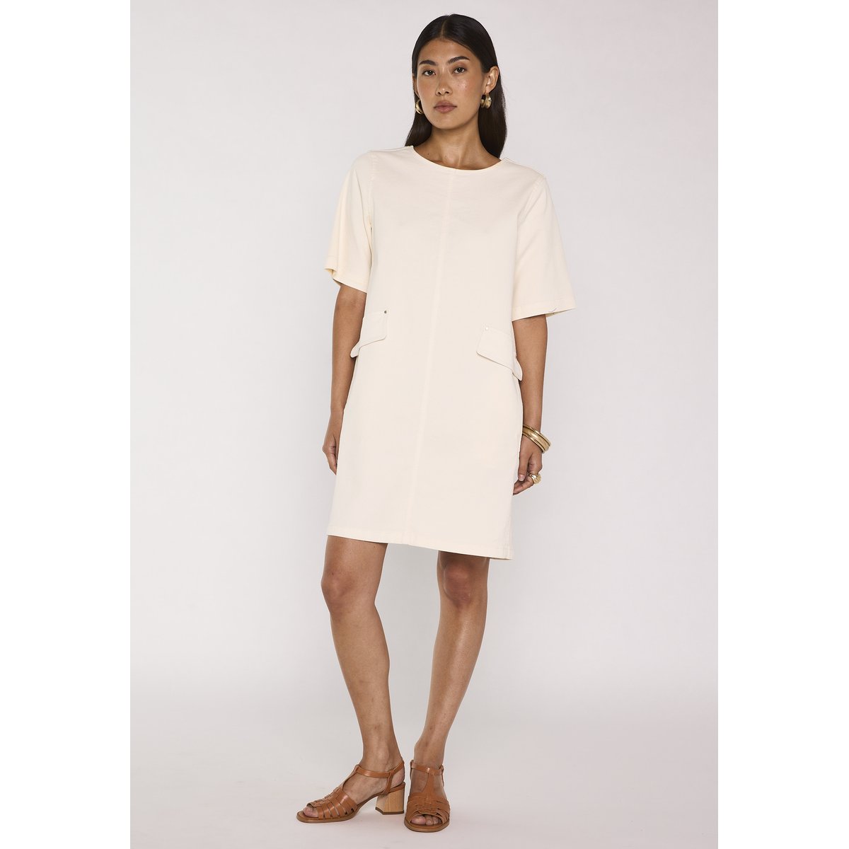 Robe droite à manches courtes en coton mélangé BALSA creme, Maison 123