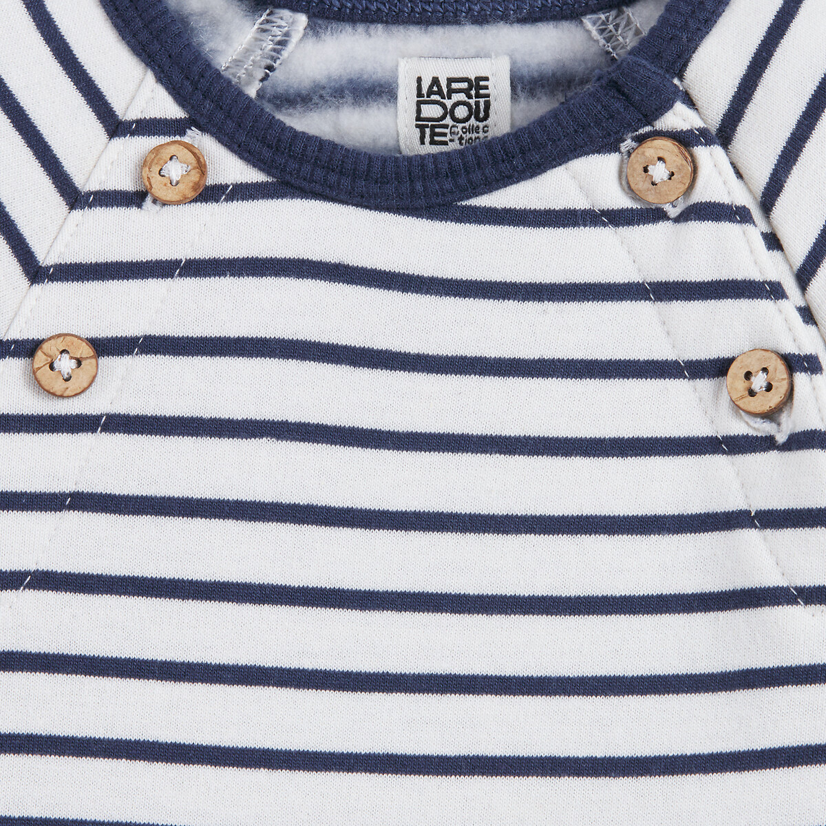 Combinaison longue rayée en molleton avec poche blanc/marine, LA REDOUTE COLLECTIONS