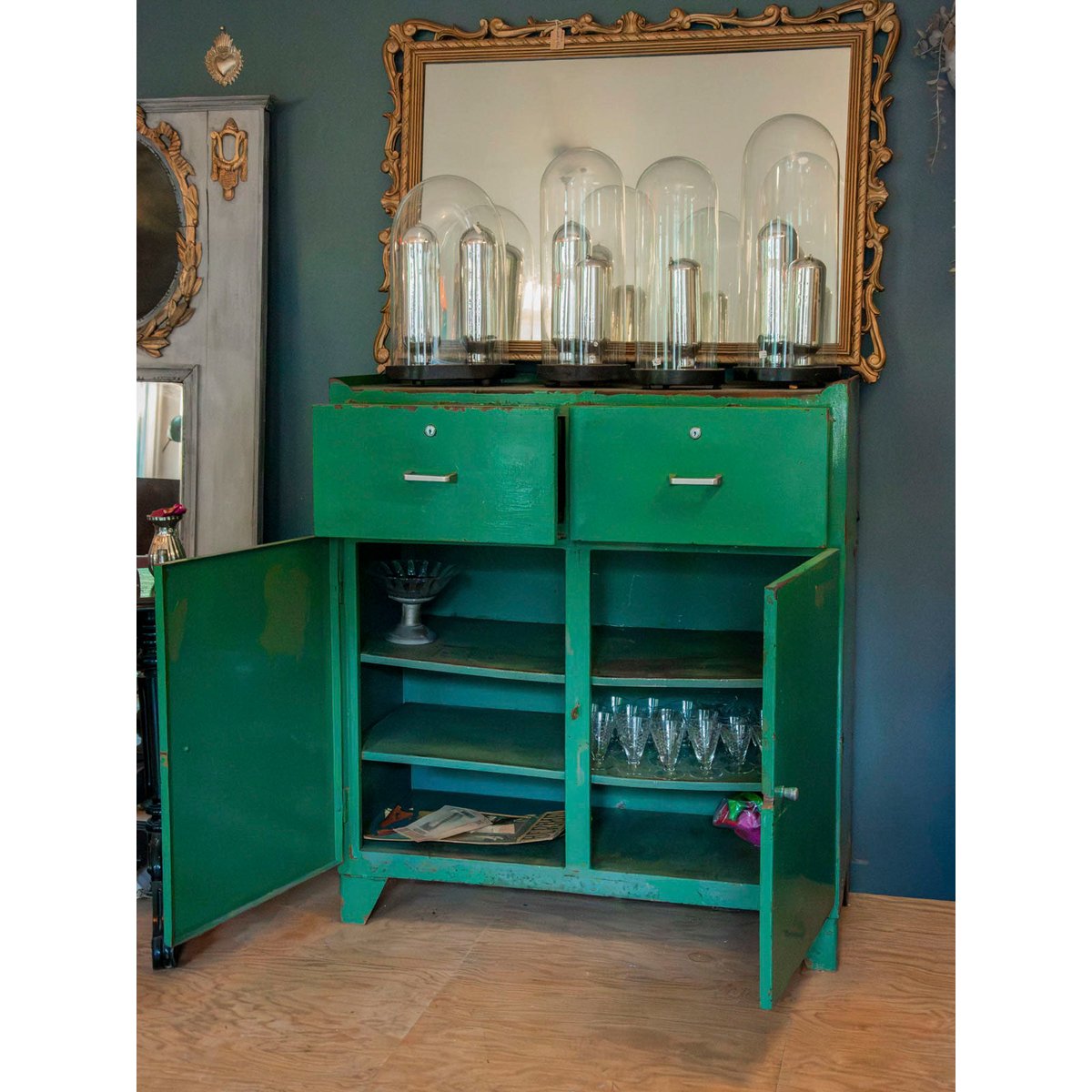 Buffet en métal vert foncé Gustave N°1646 - Bon état vert, DEBONGOUT