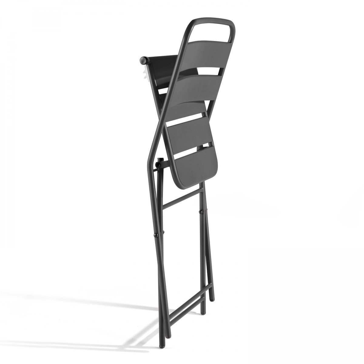 Ensemble salon de jardin table et 2 chaises pliantes, PALAVAS gris anthracite, OVIALA