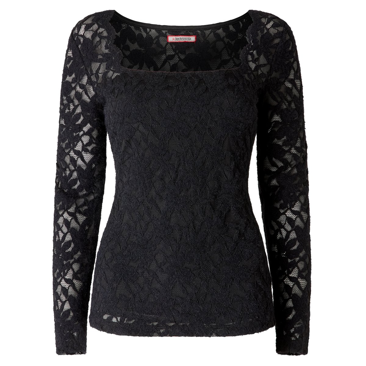 Henley en Dentelle Florale Texturée à Bord Festonné noir, JOE BROWNS