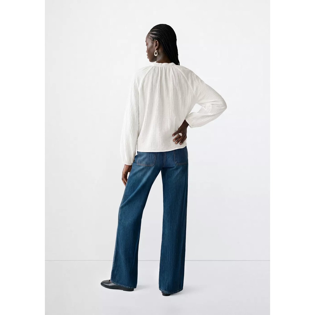 Blouse texturée nœud blanc cassé, MANGO TEEN