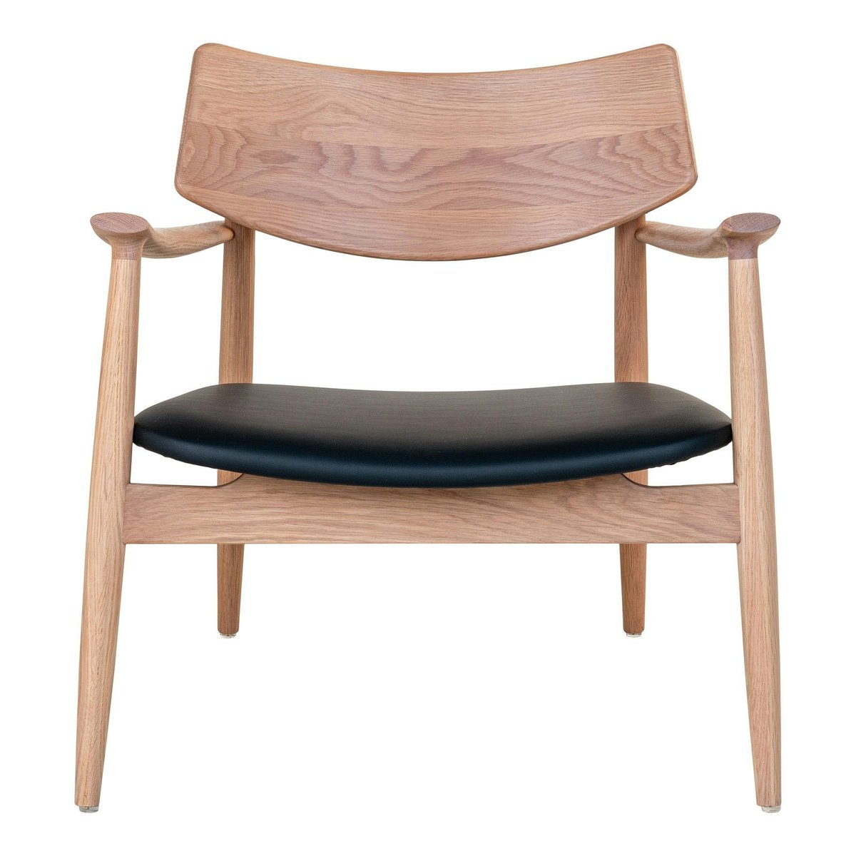Fauteuil design en chêne avec assise noire BERLIN bois naturel, PIER IMPORT