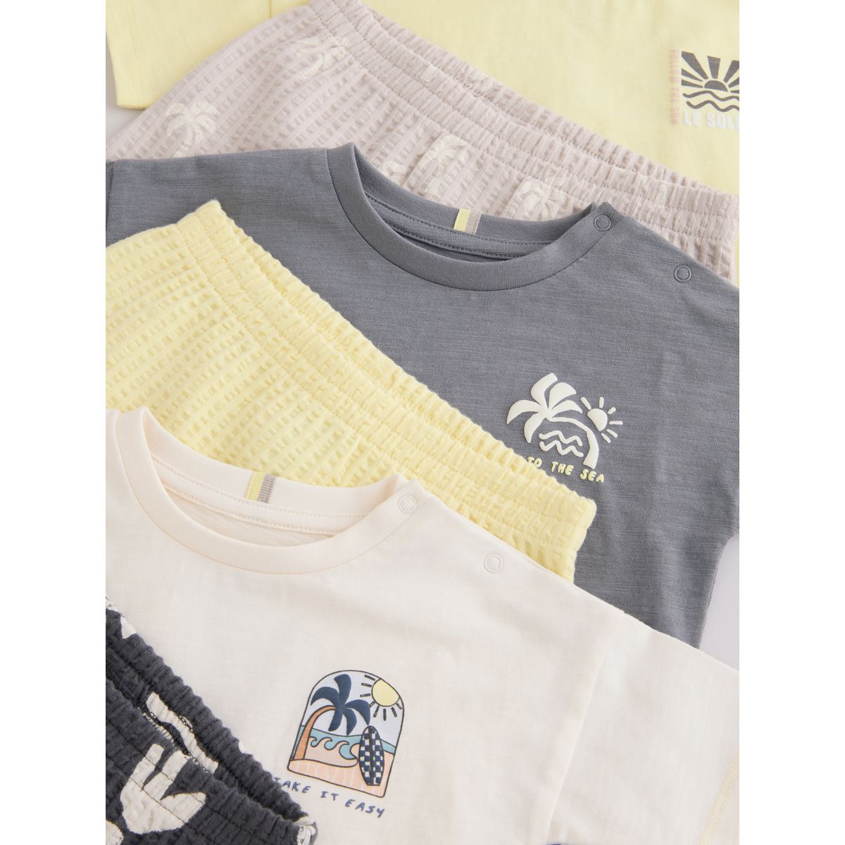 Ensemble haut et short bébé, 6 pièces palmiers jaunes monochromes/fluo, NEXT