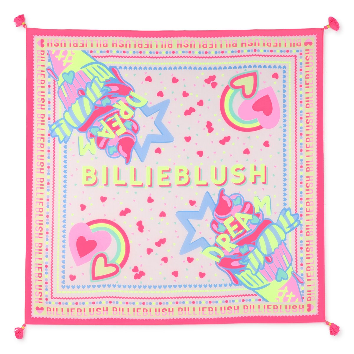 Foulard imprimÉ fantaisie rose fluo, BILLIEBLUSH