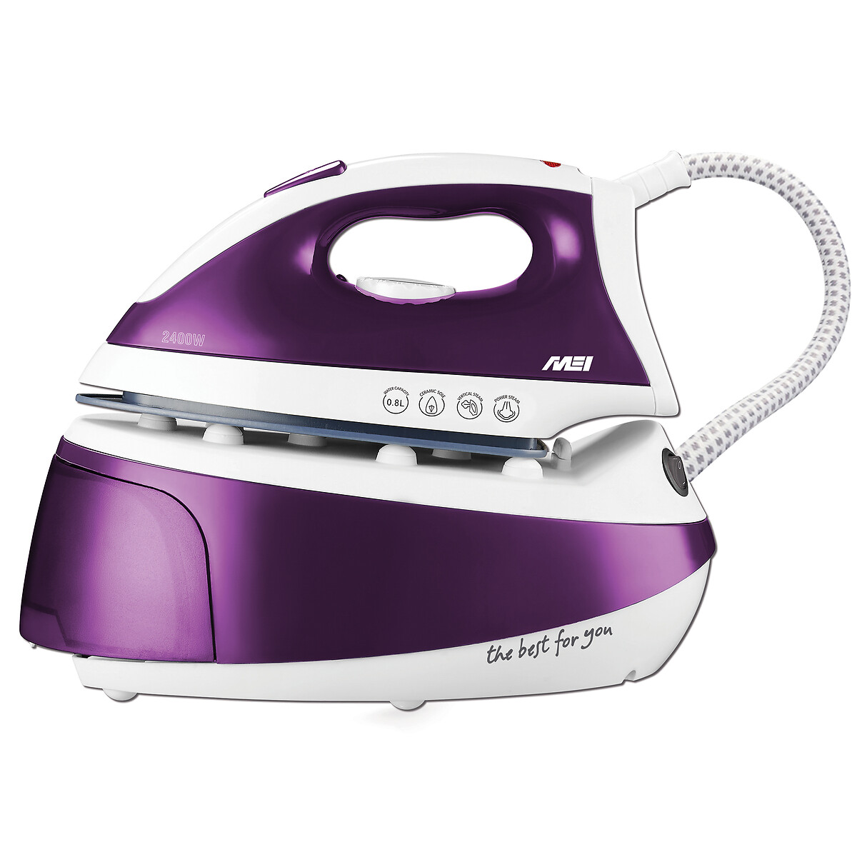 Ferro com caldeira, 2400 W, da MEI branco/violeta, MEI