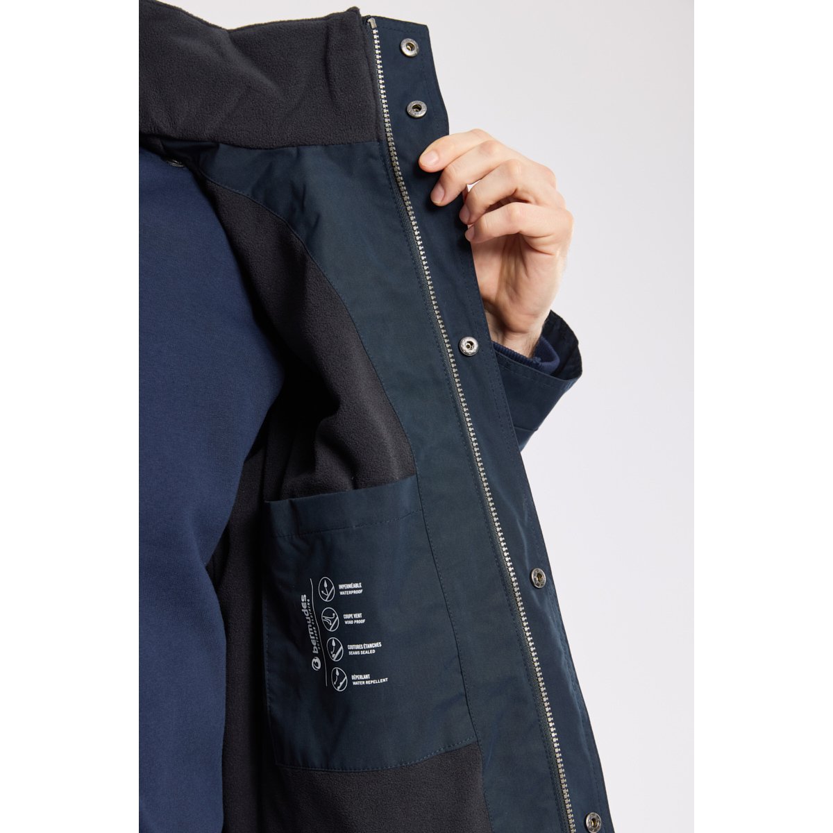 Parka imperméable doublure polaire HOT navy, BERMUDES