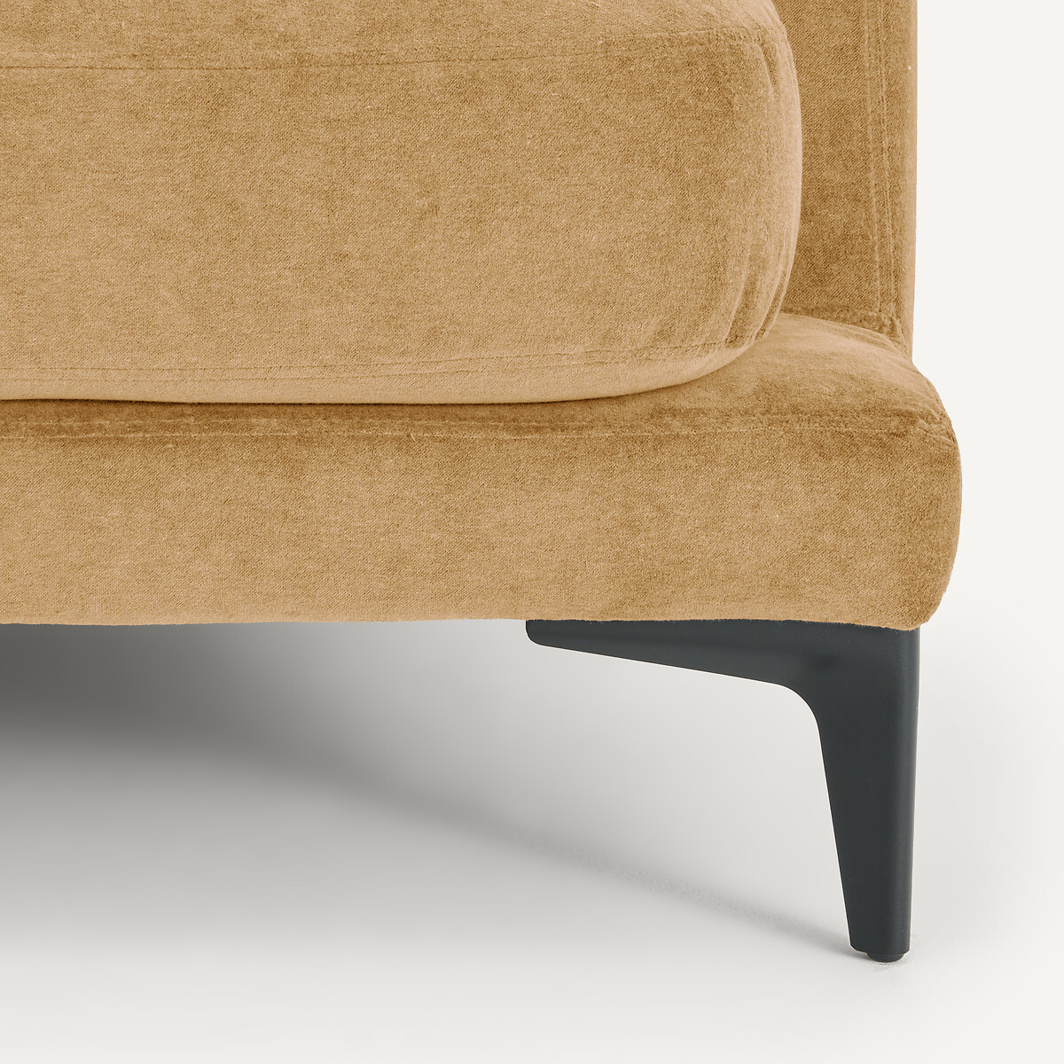 Demi-canapé avec plateau, en velours stone, MODERNISTE caramel, EMMANUEL GALLINA X AM.PM