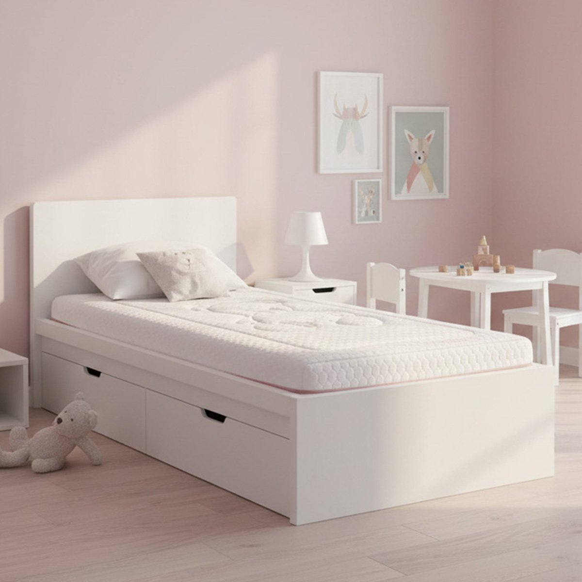 Matelas Mousse bébé Sweet Dreams Rose 60x120 cm blanc, MINEA