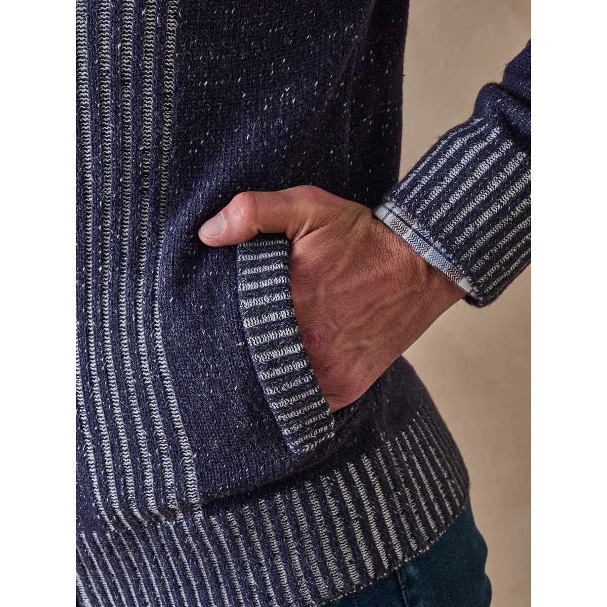 Gilet col montant zippé bleu chiné, DAXON