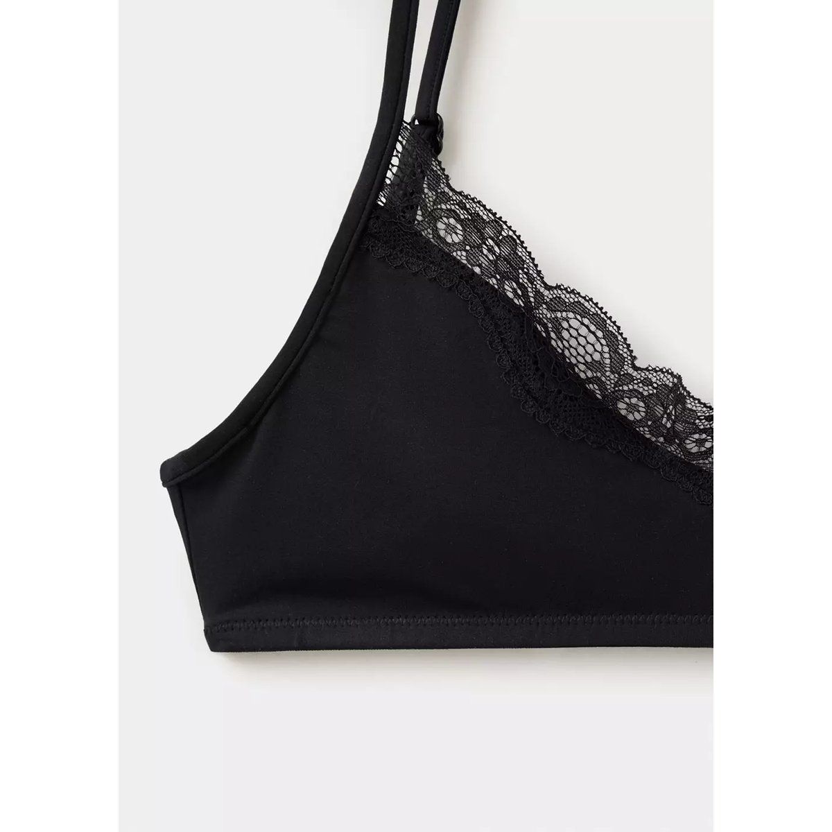 Soutien-gorge triangle en dentelle noir, MANGO TEEN