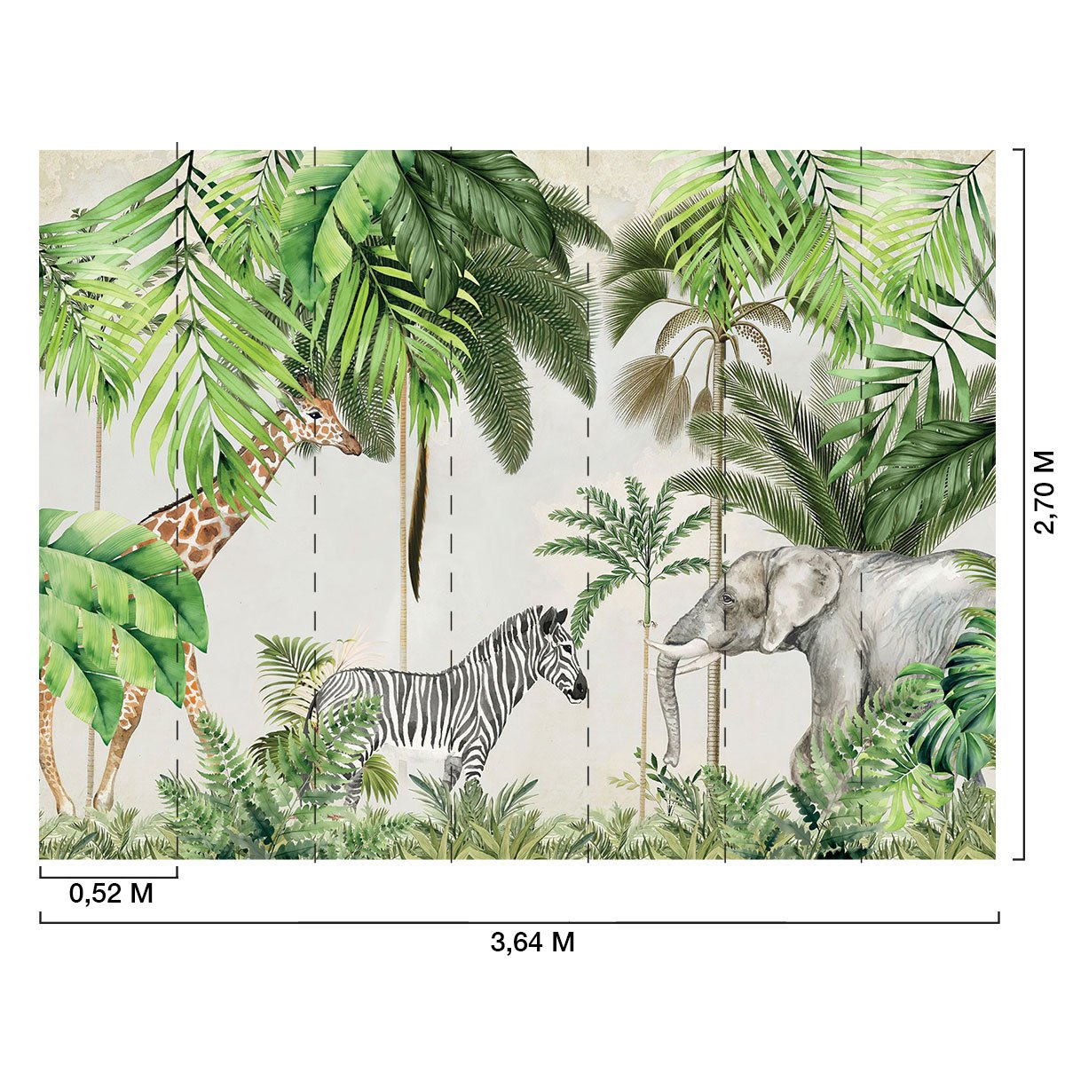 Papier peint enfant animaux de la jungle intissé, HEXOA