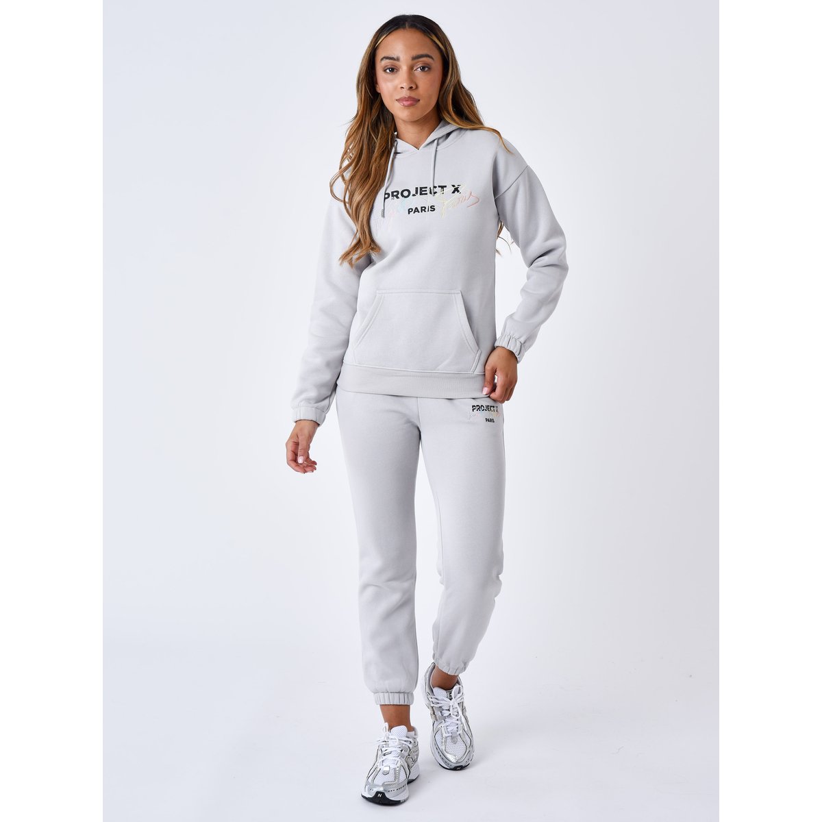 Sweat à Capuche brodé argent clair, PROJECT X