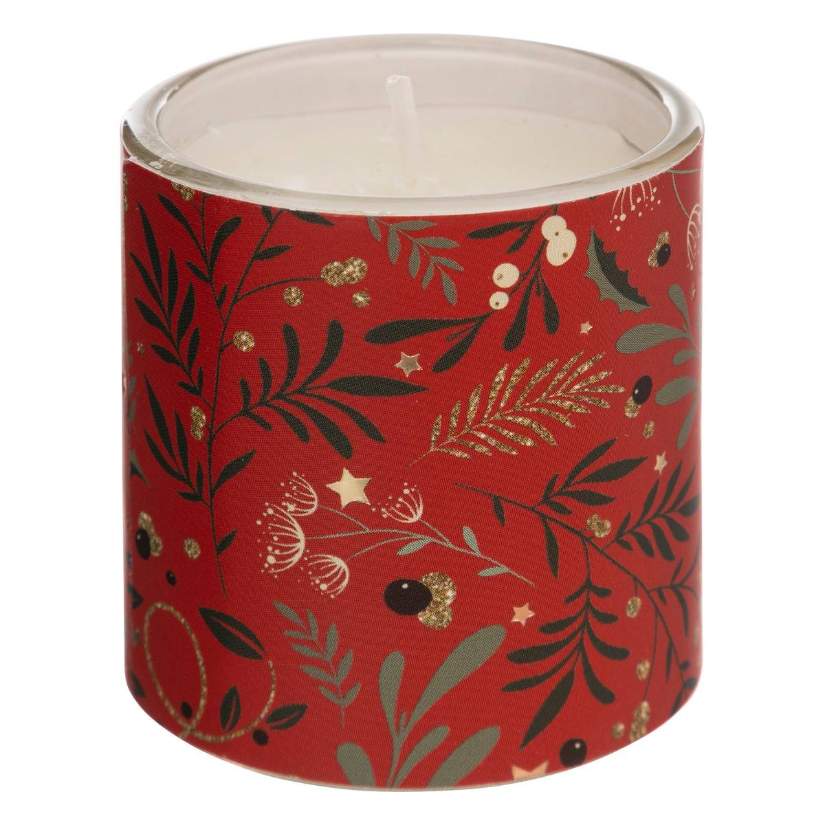 Lot de 3 photophores bougie parfumée houx 135 g rouge, FEERIC LIGHTS & CHRISTMAS