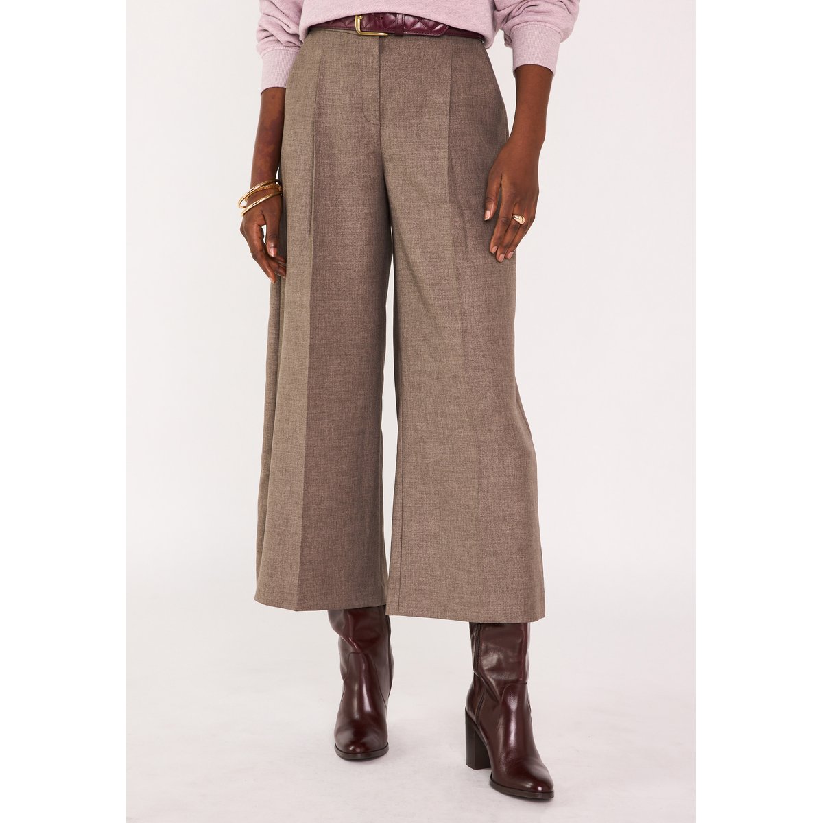 Pantalon large crop TIMEO taupe clair, Maison 123